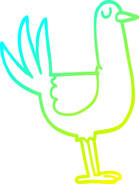 Bir insan tarafından çizilmiş uzun çizgi bir kuşun soğuk gradyan çizimi.