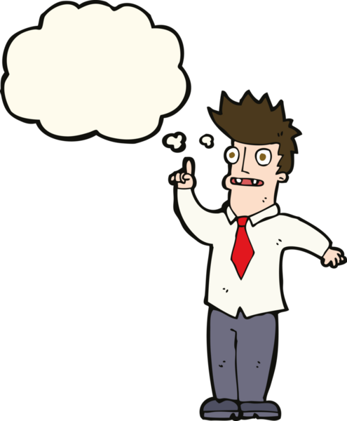 Bir insan tarafından çizilmiş düşünce baloncuğu fikri olan çizgi film adamı.