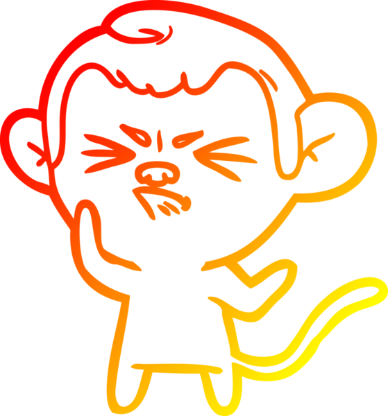 Bir insan tarafından çizilmiş kızgın bir maymunun sıcak çizgi çizimi