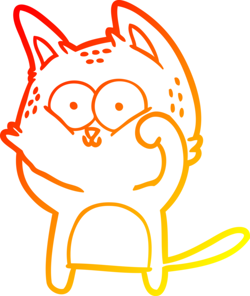 Bir çizgi film kedisinin insan tarafından çizilmiş sıcak çizgi çizgisi.