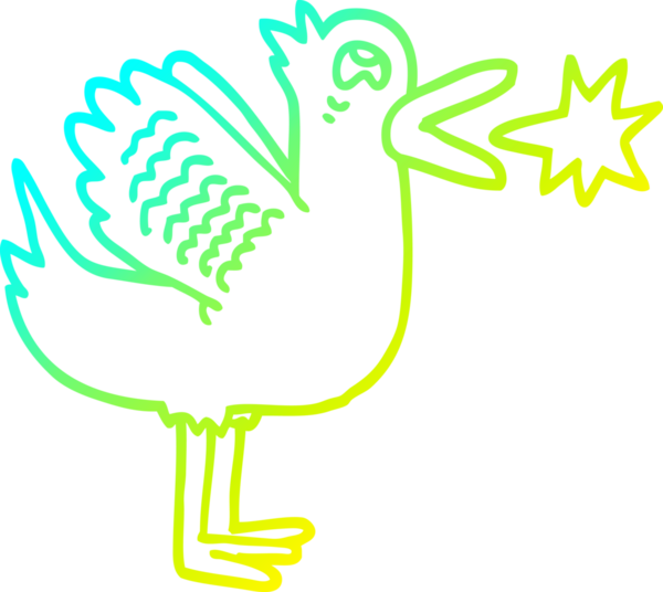 Bir insan tarafından çizilmiş kanat çırpan bir ördeğin soğuk çizgi çizimi.