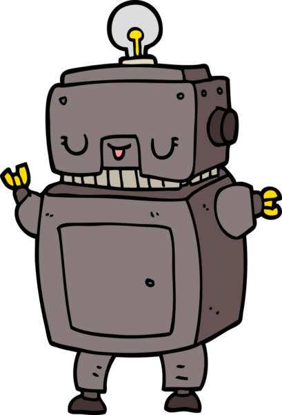 Bir insan tarafından çizilmiş çizgi film robotu