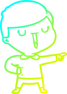 Bir çizgi film karakteri çizen soğuk çizgi bir insan tarafından çizilmiş mutlu çocuk.