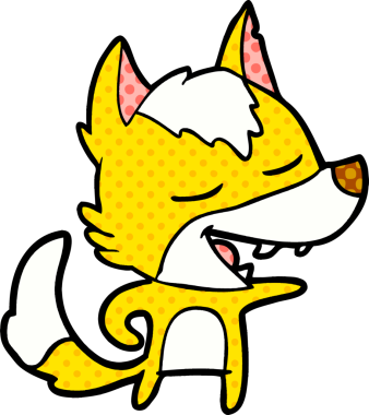 Bir insan tarafından çizilmiş tilki çizgi film karakteri