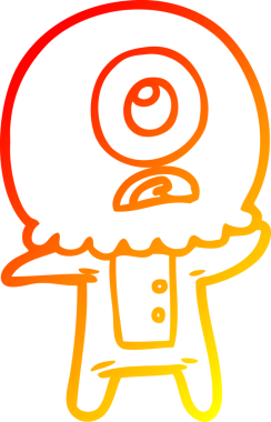 Bir insan tarafından çizilmiş sıcak çizgi çizgi çizimi Kiklops uzaylı uzay adamı