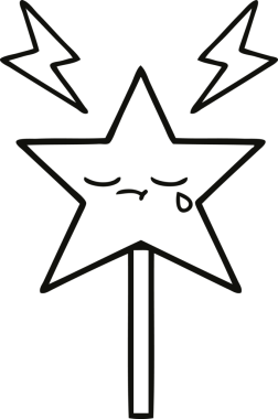 Bir insan tarafından çizilmiş sihirli bir değnek çizimi.