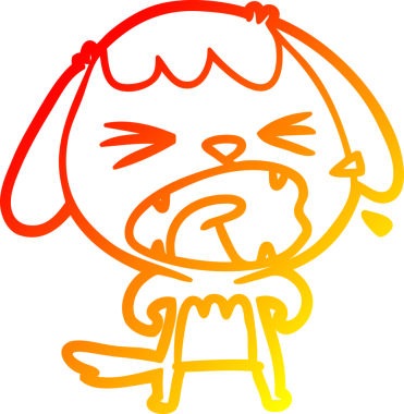 Bir insan tarafından çizilmiş sevimli bir köpeğin sıcak çizgi çizgisi.