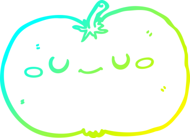 Bir insan tarafından çizilen elma karikatürünün soğuk gradyan çizimi