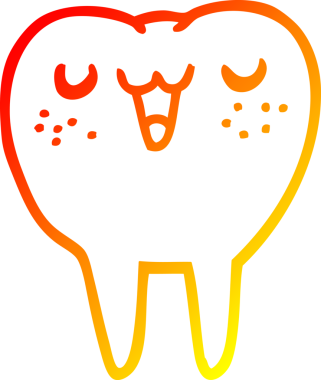 Bir insan tarafından çizilen çizgi film dişinin sıcak gradyan çizimi