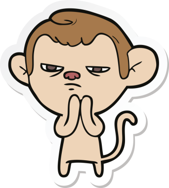 Bir insan tarafından çizilmiş çizgi film maymununun çıkartması.