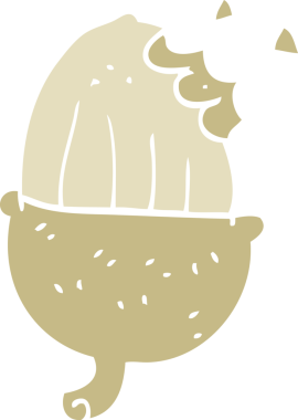 Bir insan tarafından çizilmiş palamutun düz renk çizimi