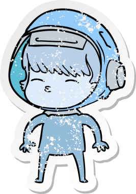 Bir insan tarafından çizilmiş garip bir astronotun sıkıntılı çıkartması.