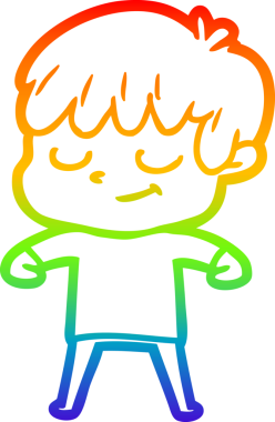 gökkuşağı gradyan çizgi çizimi bir insan tarafından çizilmiş mutlu bir çocuk