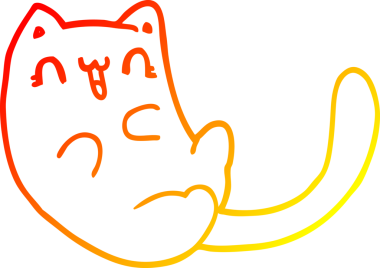 Bir insan tarafından çizilmiş çizgi film kedisinin sıcak çizgi çizimi