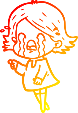 Bir insan tarafından çizilmiş, ağlayan bir çizgi kadın çizimi.