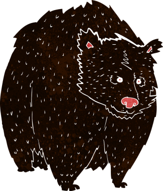 Bir insan tarafından çizilmiş kocaman siyah ayı çizgi filmi.