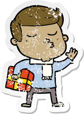 Bir insan tarafından çizilmiş karikatür mankeni adamın sıkıntılı çıkartması.