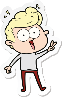 Bir insan tarafından çizilmiş, dik dik bakan bir çizgi film çıkartması.