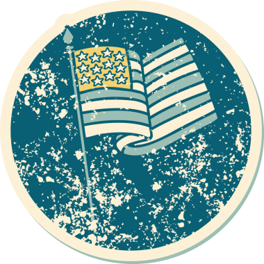 Bir insan tarafından çizilmiş Amerikan bayrağının sembolik dövmeli resmi.