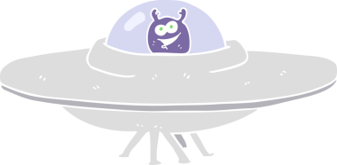 Bir insan tarafından çizilen uçan dairenin düz renk çizimi