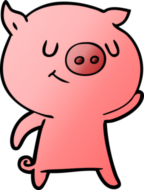 Bir insan tarafından çizilmiş mutlu çizgi film domuzu.