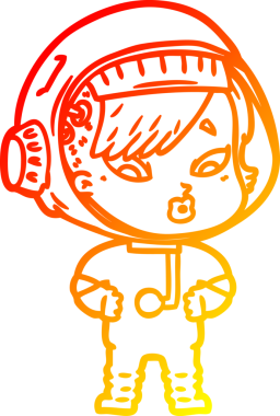 Bir insan tarafından çizilmiş bir astronot kadın çizgi çizimi.