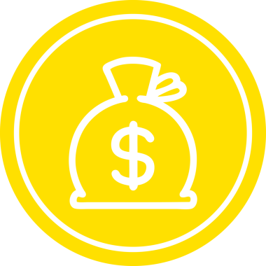 Bir insan tarafından çizilmiş para çuvalı dairesel simge