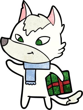 Bir insan tarafından çizilmiş dost canlısı bir Noel Kurdu.