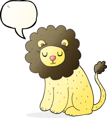 Bir insan tarafından çizilmiş serbest konuşma balonu karikatürü şirin aslan.