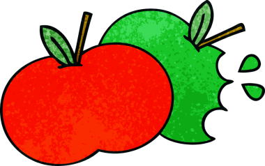 Bir insan tarafından çizilmiş elmaların retro grunge deseni