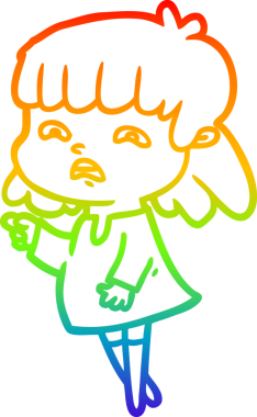 Gökkuşağı gradyan çizimi Bir insan tarafından çizilmiş endişeli bir çizgi kadın