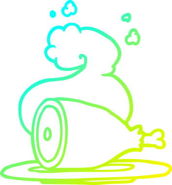 Bir insan tarafından çizilmiş pişmiş etin soğuk gradyan çizgisi.