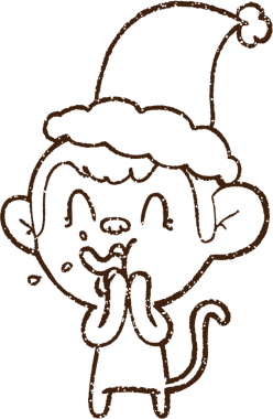 Bir insan tarafından çizilmiş Noel Maymunu Kömürü