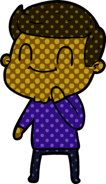 Bir insan tarafından çizilmiş çizgi film dostu bir adam.