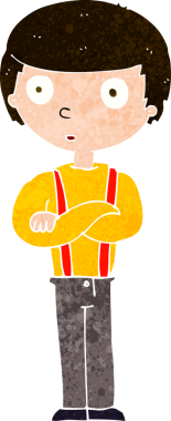 Bir insan tarafından çizilmiş çizgi film bakışlı çocuk.