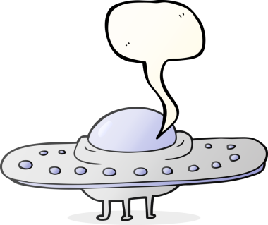 Bir insan tarafından çizilmiş serbest konuşma balonu uçan daire.