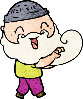 Bir insan tarafından çizilen mutlu sakallı adam