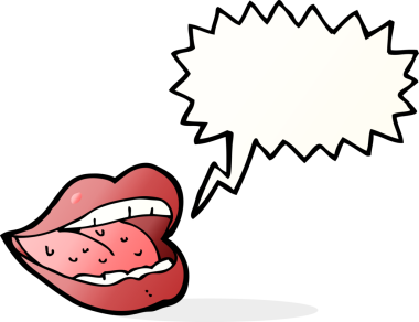 bir insan tarafından çizilmiş konuşma baloncuğu ile gülen ağız