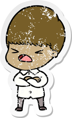 Bir insan tarafından çizilmiş stresli bir çizgi film çıkartması.