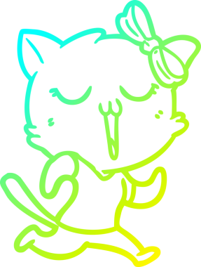 Bir insan tarafından çizilen çizgi film kedisinin soğuk gradyan çizgisi.