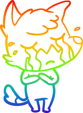 Bir insan tarafından çizilmiş ağlayan tilki çizgi filminin çizimi.