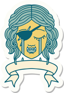 Bir insan tarafından çizilmiş ağlayan bir Ork haydut karakterinin çıkartması.