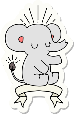 Bir insan tarafından çizilmiş dövme stili şirin bir fil.