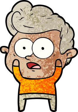 Bir insan tarafından çizilmiş çizgi film bakışlı adam.