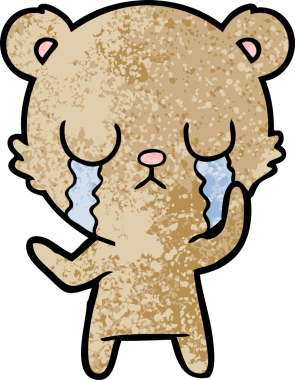 Bir insan tarafından çizilmiş ağlayan çizgi film ayısı.