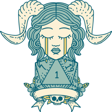 Retro Dövme Biçimi Ağlama Ağlama Doğal bir D20 zar atışıyla bir insan tarafından çizilmiş