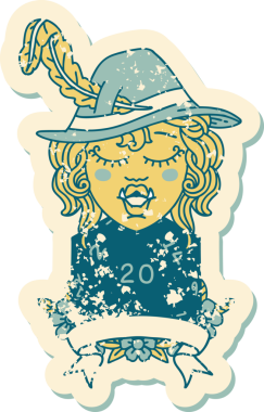 Retro Dövme Biçimi Bir insan tarafından çizilmiş 20 zarlı yarım ork ozanı