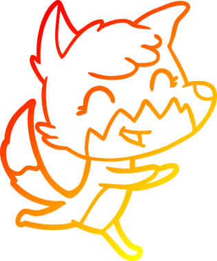 Bir insan tarafından çizilmiş mutlu bir tilkinin sıcak çizgi çizimi