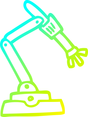 Bir insan tarafından çizilen robot elin soğuk gradyan çizgisi.