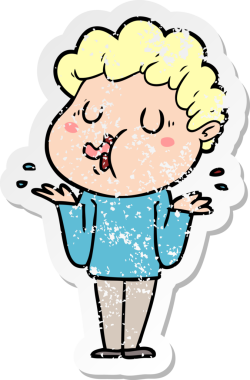 Bir insan tarafından çizilmiş bir çizgi film karakterinin sıkıntılı çıkartması.